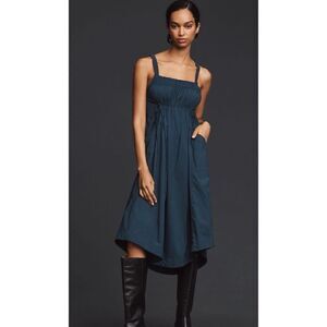 Daily Practice Anthropologie Keeseville Sleeveless Smocked Dress /Deep Petrol S